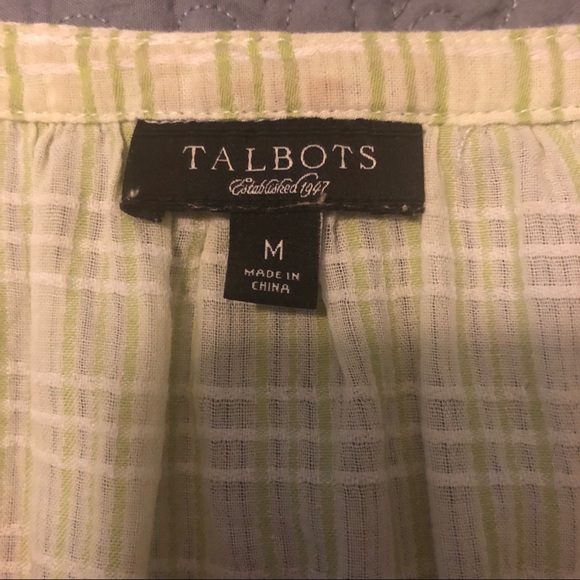 Talbots Green/White shirt - Picture 3 of 6